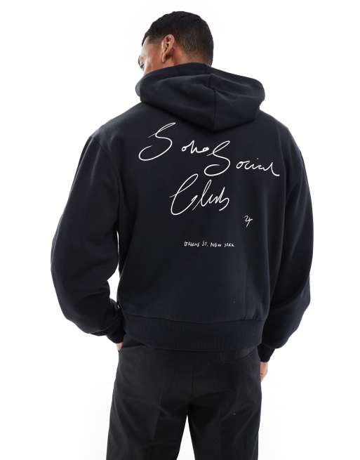 ASOS DESIGN - Oversized hoodie met lijntekening op de achterkant in zwart