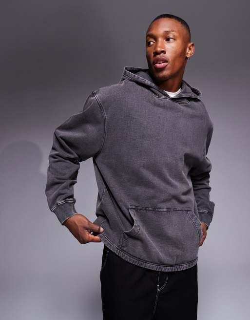 ASOS DESIGN - Oversized hoodie met naaddetails in grijs met wassing