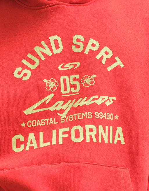 ASOS DESIGN oversized hoodie met pigmentprint op de voorkant in rood, 3 van 5
