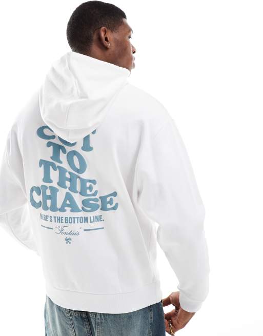 ASOS DESIGN - Oversized hoodie met print in wit