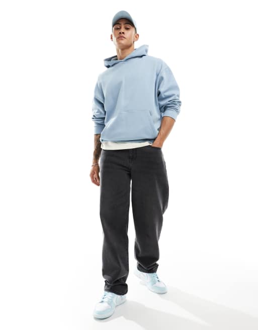 ASOS DESIGN - Oversized hoodie met print op de achterkant in blauw, 3 van 4