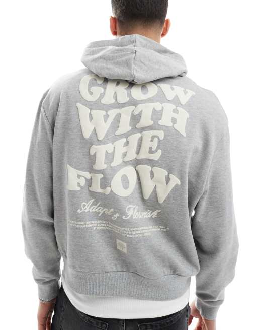 ASOS DESIGN - Oversized hoodie met print op de achterkant in gemêleerd grijs