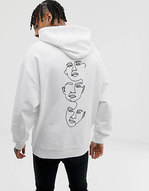 Gangster Onbekwaamheid kat ASOS DESIGN - Oversized hoodie met print op de achterkant in wit | ASOS
