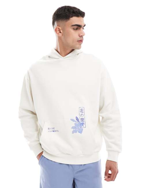 ASOS DESIGN - Oversized hoodie met print op de voor- en achterkant in grijs, 3 van 4