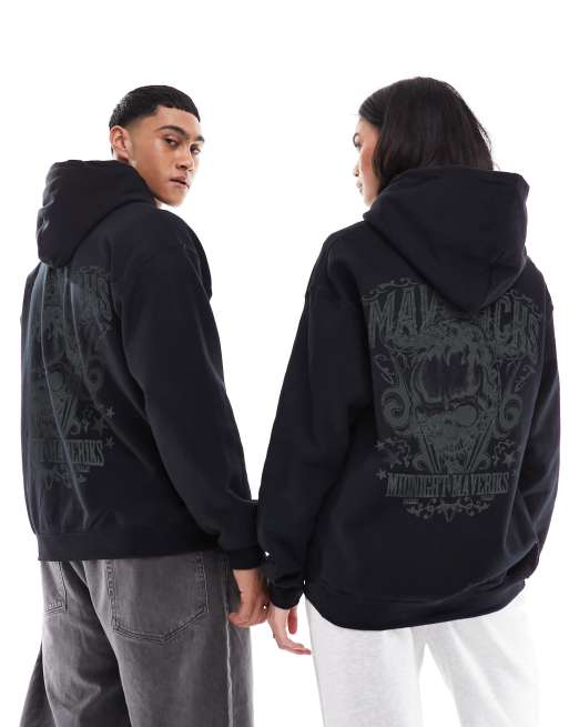 ASOS DESIGN - Oversized hoodie met print op de voor- en achterkant in zwart