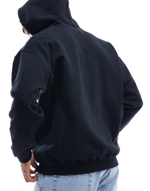 ASOS DESIGN - Oversized hoodie met print op de voorkant in zwart, 3 van 3