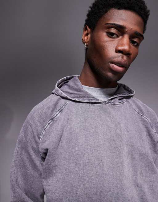 ASOS DESIGN - Oversized hoodie met raglanmouwen in grijs met wassing, deel van co-ord set, 3 van 4