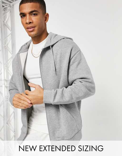 ASOS DESIGN - Oversized hoodie met rits in gemêleerd grijs - GREY