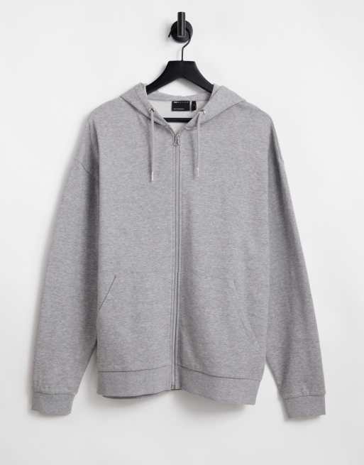 ASOS DESIGN - Oversized hoodie met rits in gemêleerd grijs