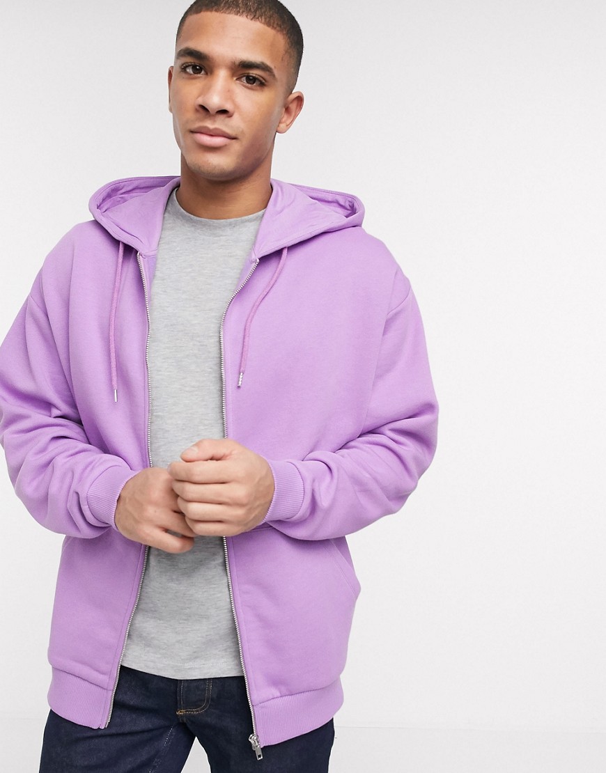 ASOS DESIGN - Oversized hoodie met rits in paars