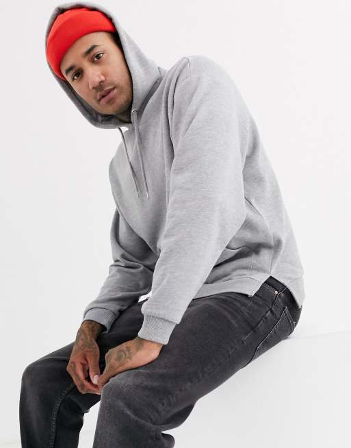 ASOS DESIGN - Oversized hoodie met split bij de zoom in gemêleerd grijs