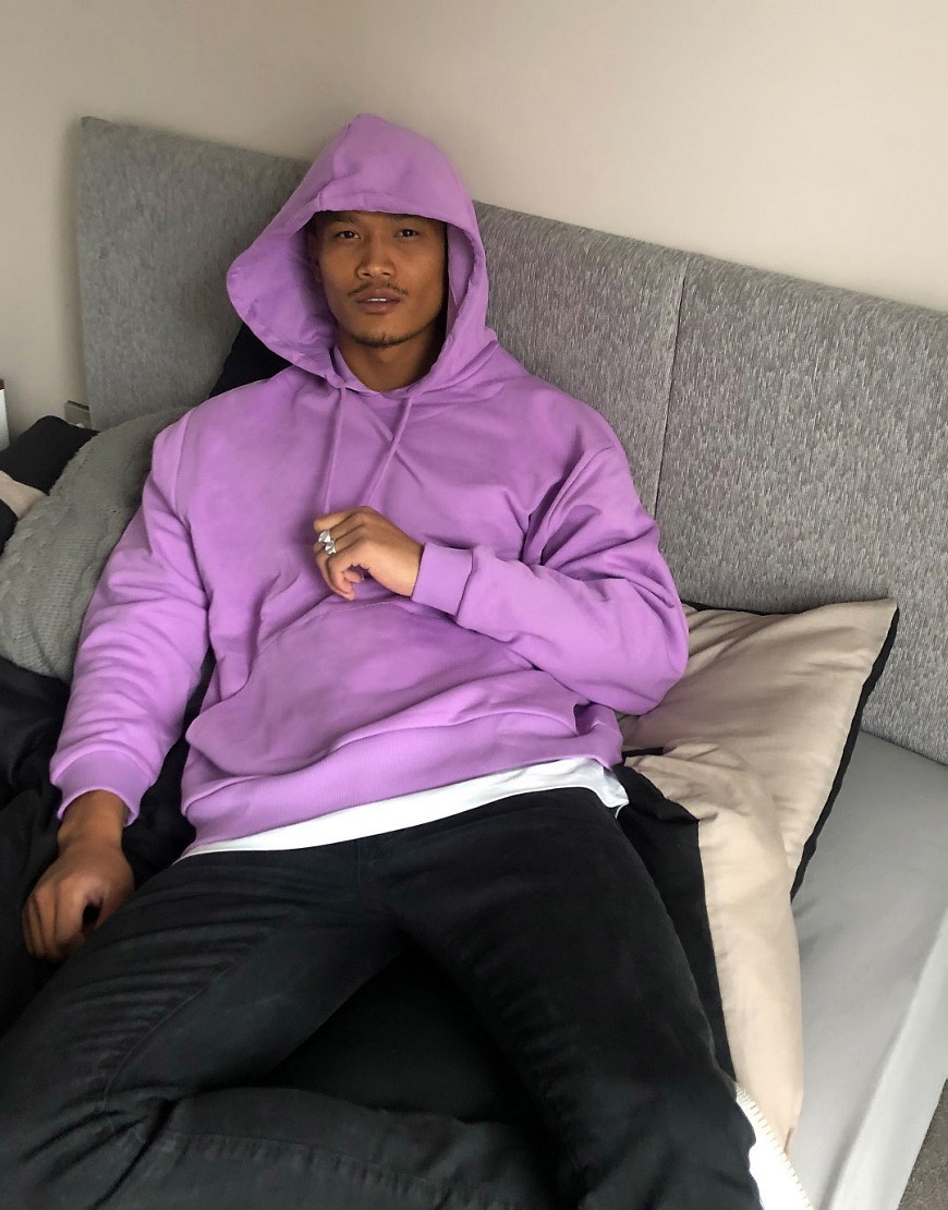 ASOS DESIGN - Oversized hoodie met T-shirtzoom in paars