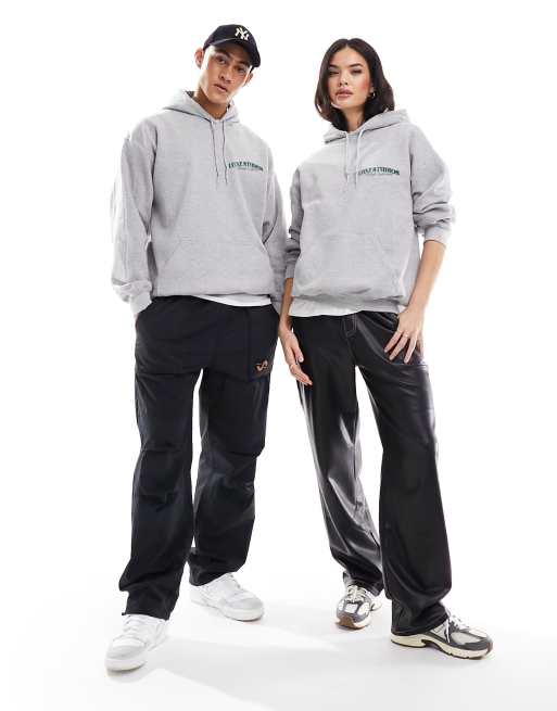 ASOS DESIGN - Oversized hoodie met tekstprint op de voor- en achterkant in grijs, 2 van 3