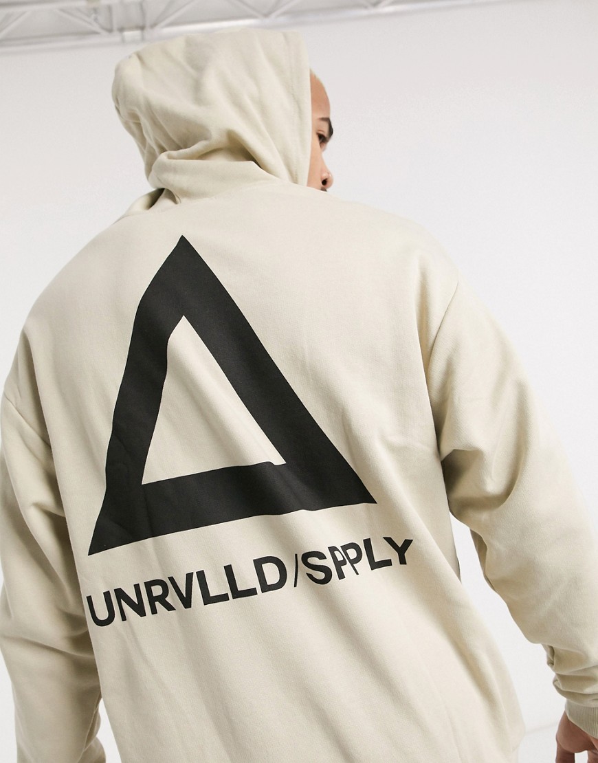 ASOS DESIGN - Oversized hoodie met triangelprint achterop in beige