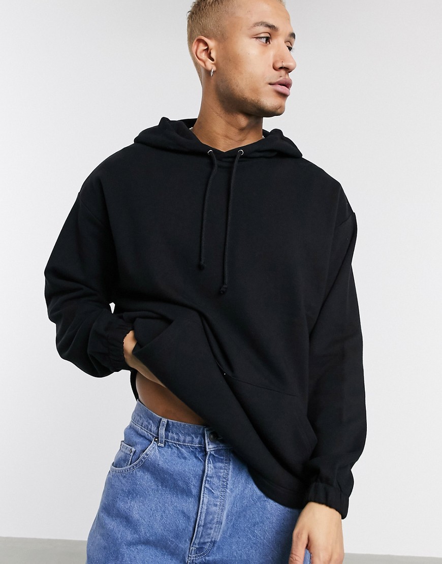 ASOS DESIGN - Oversized hoodie met vaste zoom in zwart