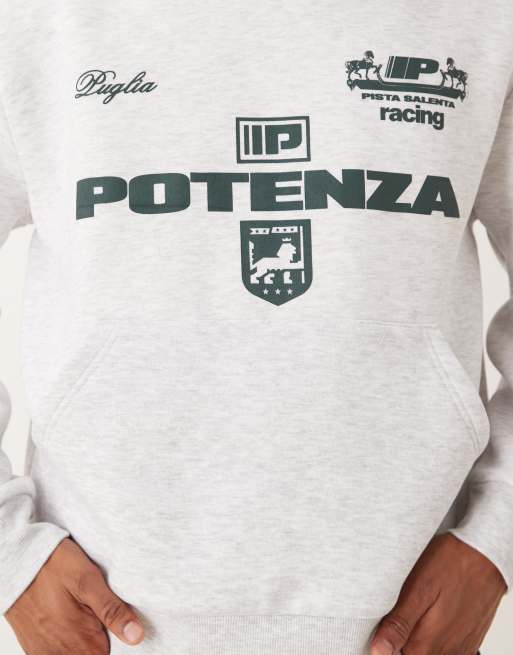 ASOS DESIGN - Oversized hoodie met voetbalprint in gemêleerd grijs