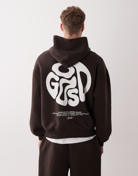ASOS DESIGN oversized hoodie set with bubble print in brown - view 1