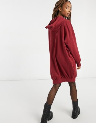 red oversized hoodie dress