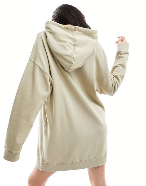 ASOS DESIGN oversized hoodie sweat dress with graphic in beige