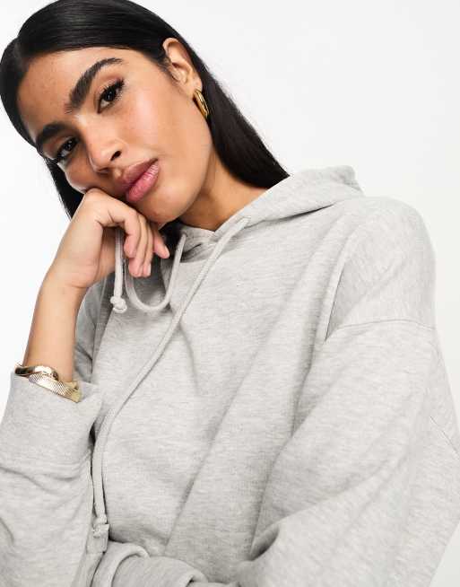 Oversized scuba hoodie - Light grey marl - Ladies