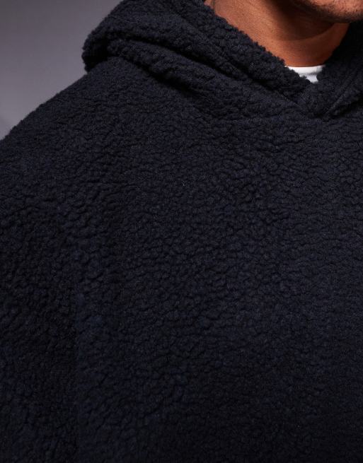 ASOS DESIGN - Oversized hoodie van borg in zwart