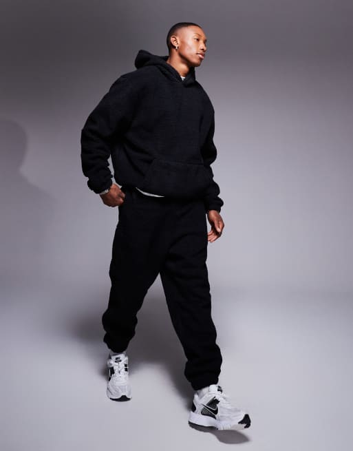 ASOS DESIGN Oversized hoodie van borg in zwart