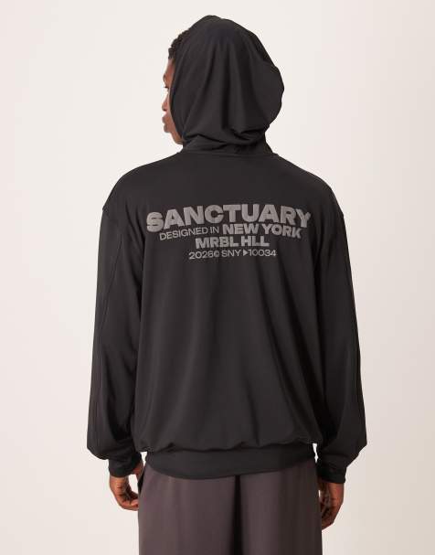 ASOS DESIGN - Oversized hoodie van scuba-achtige stof met tekstprint in zwart - view 1