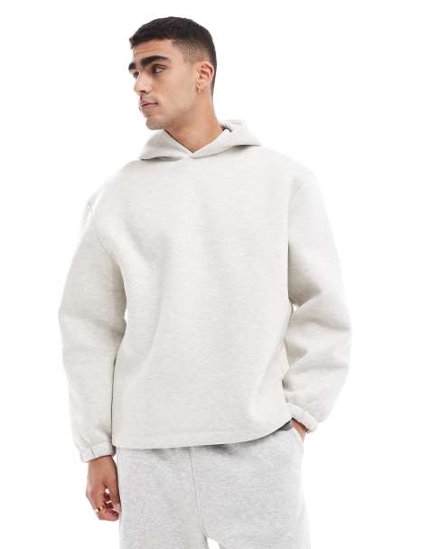ASOS DESIGN - Oversized hoodie van scubastof in gemêleerd grijs - view 1