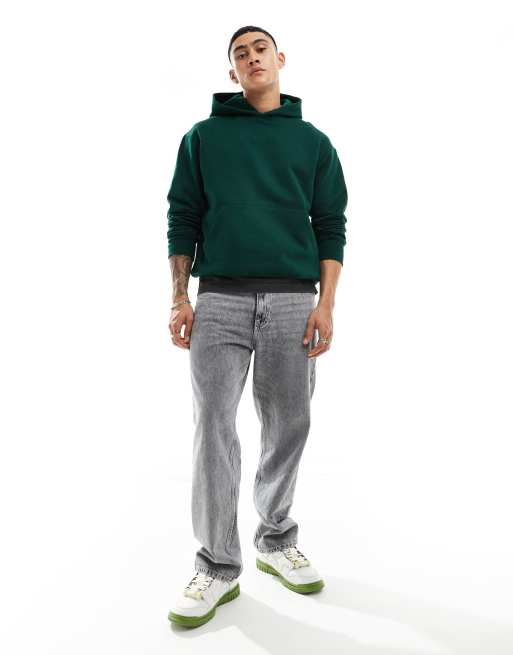 ASOS DESIGN - Oversized hoodie van zware stof in donkergroen