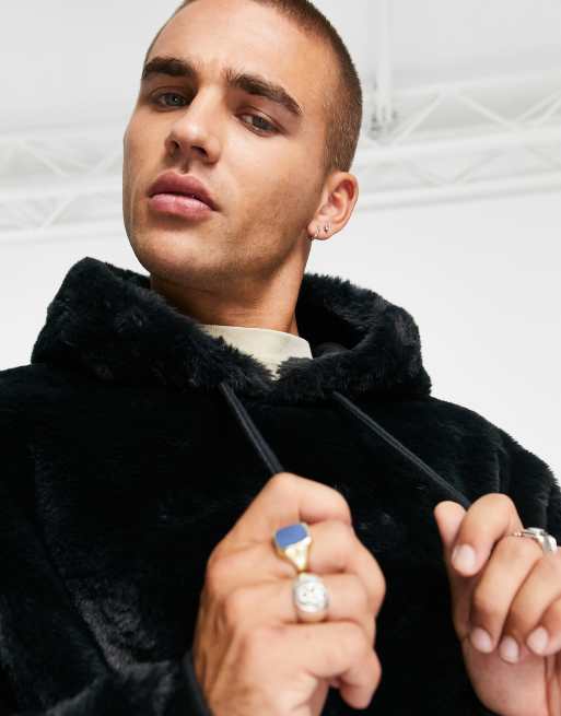 ASOS DESIGN - Oversized hoodie van zwart imitatiebont, 3 van 4