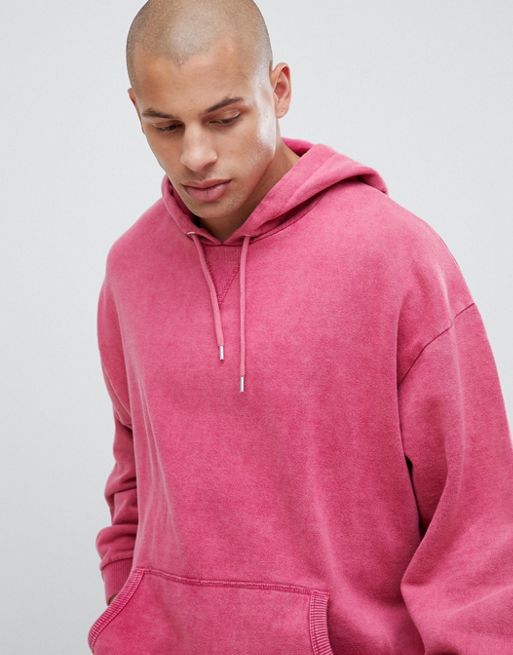 ASOS DESIGN cropped oversized hoodie in pink, ASOS