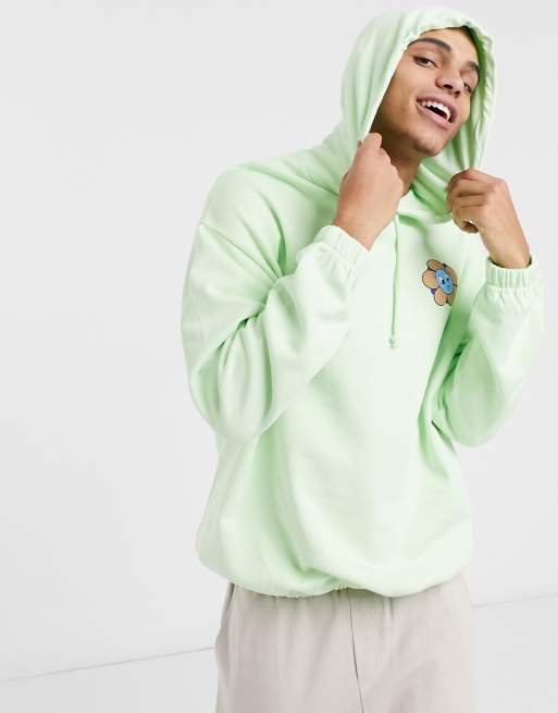 ASOS DESIGN oversized hoodie with back flower print in mint green