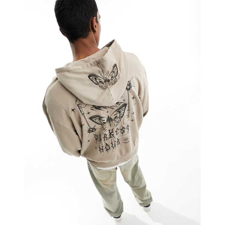 ASOS DESIGN oversized hoodie with back print and butterfly