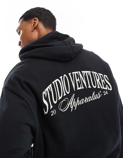 ASOS DESIGN oversized hoodie with back print in black - view 1