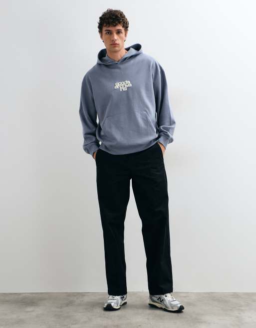 ASOS DESIGN oversized hoodie with back print in blue, 3 of 9