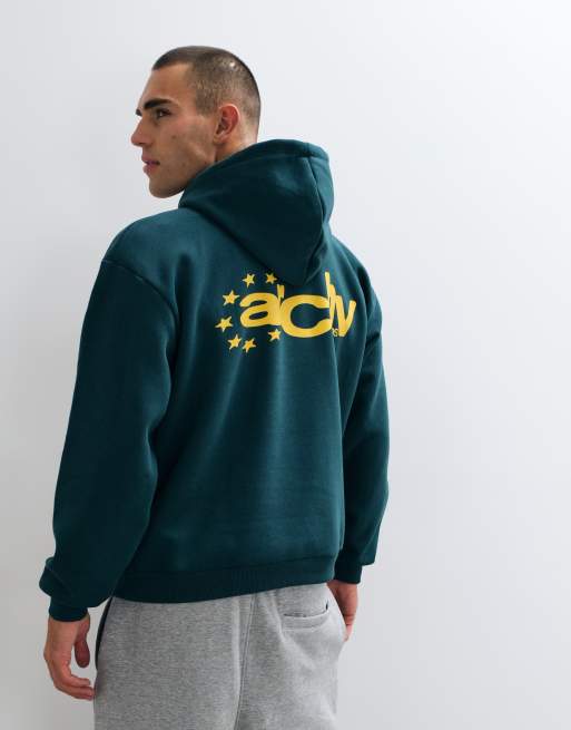 ASOS DESIGN oversized hoodie with back print in green, 3 of 5