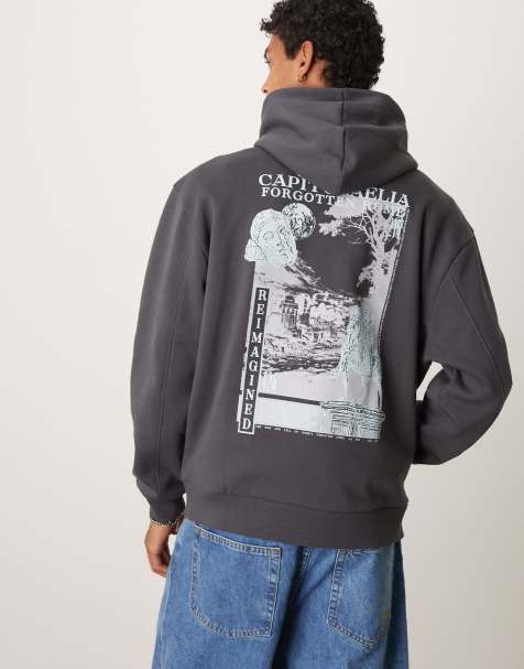 ASOS DESIGN oversized hoodie with back print in grey - view 1
