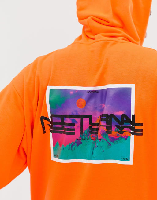 ASOS DESIGN oversized hoodie with back print in neon orange