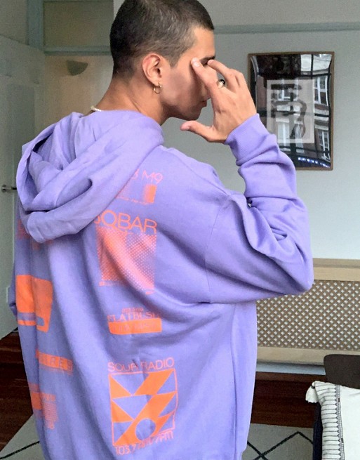 ASOS DESIGN oversized hoodie with back print in purple