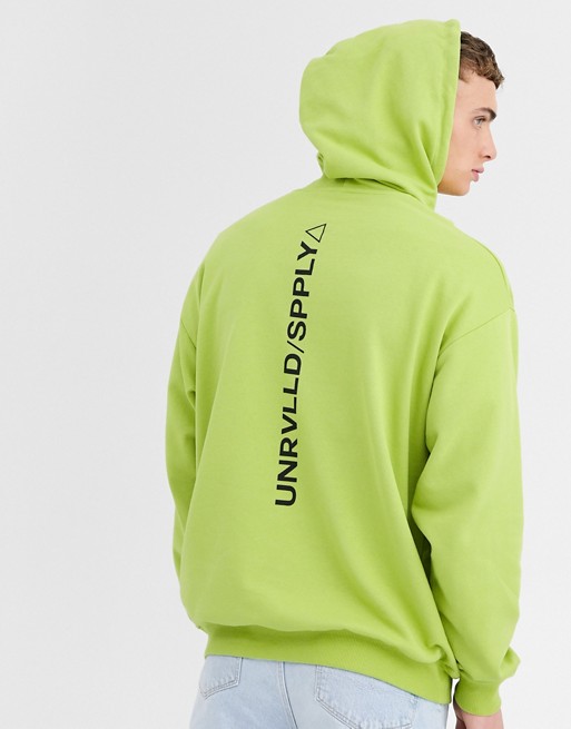 ASOS DESIGN oversized hoodie with back spine text print