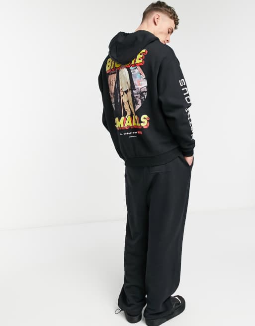 ASOS DESIGN oversized hoodie with Biggie Smalls back print in black