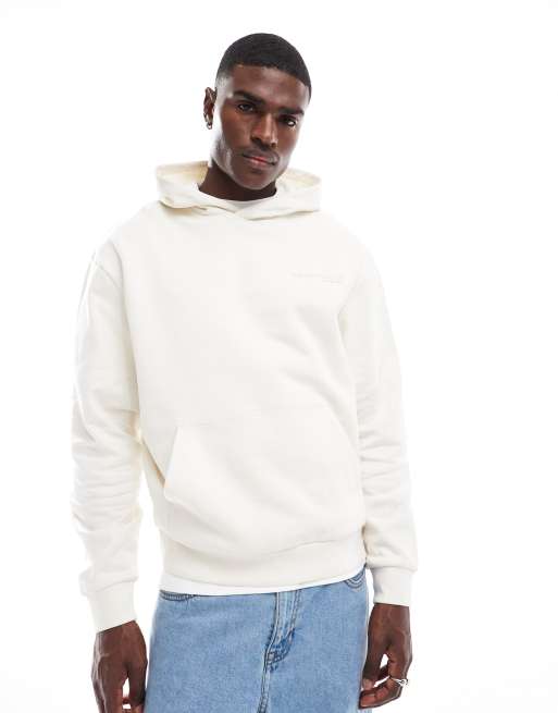 ASOS DESIGN oversized hoodie with bird back print in off white ASOS