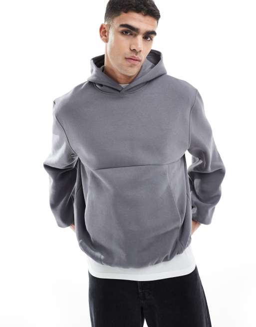 ASOS DESIGN oversized hoodie with bubble hem in gray