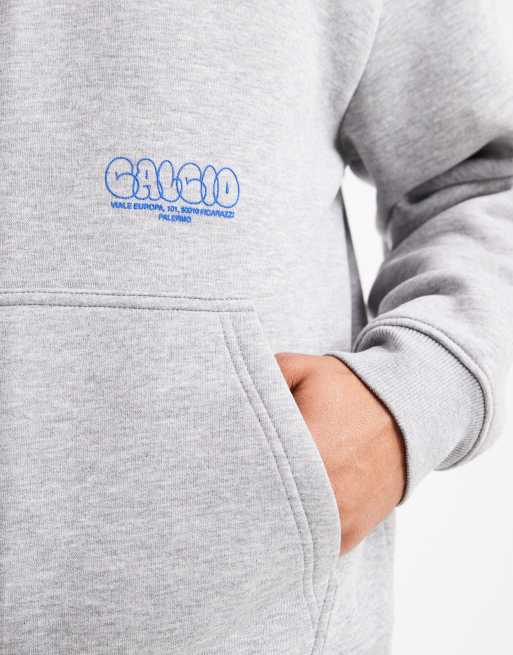ASOS DESIGN oversized hoodie with bubble print in grey marl, 5 of 5