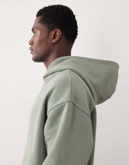 ASOS DESIGN oversized hoodie with bubble print in washed khaki, 4 of 5