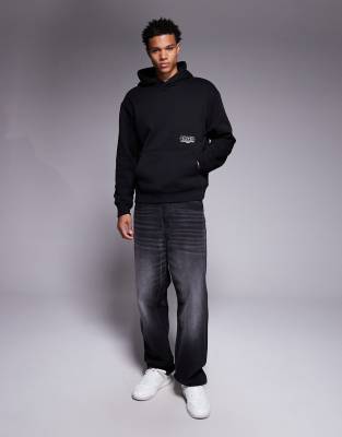 Asos Design Oversized Hoodie With Bubble Prints In Black