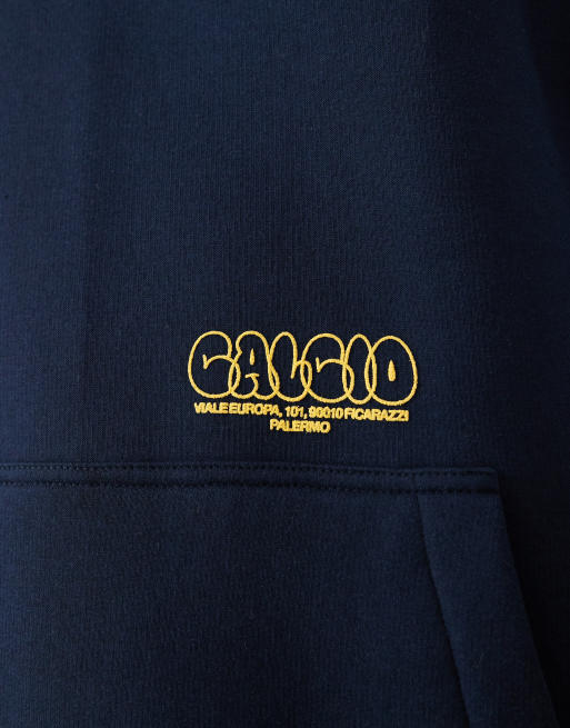 ASOS DESIGN oversized hoodie with bubble text print in navy