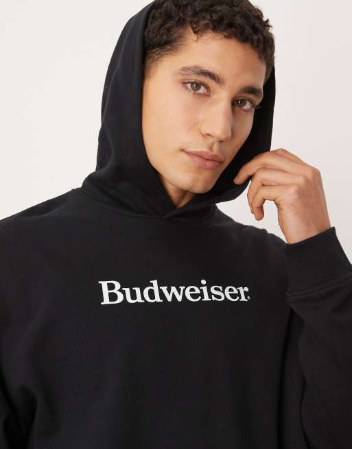 ASOS DESIGN oversized hoodie with Budweiser print in black, 5 of 5