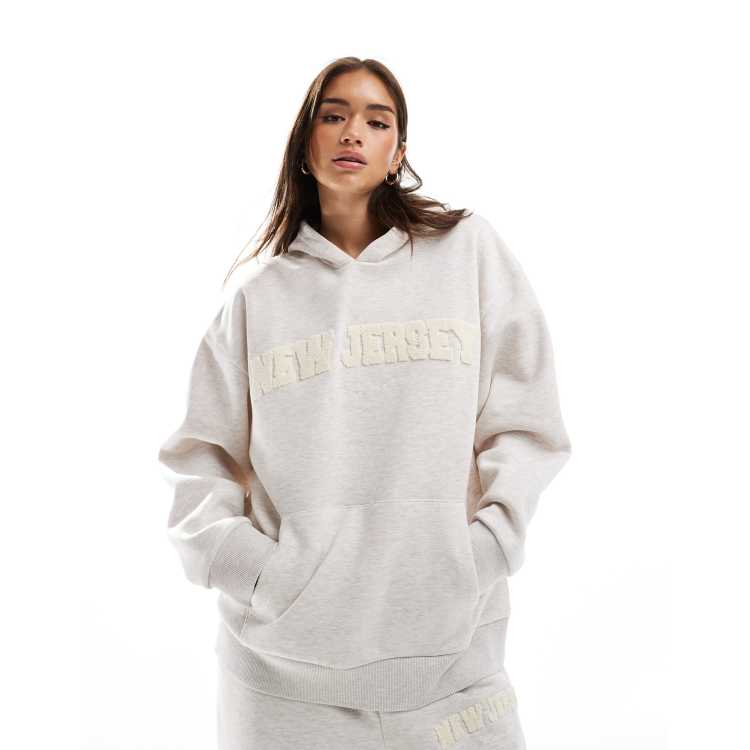 ASOS DESIGN oversized hoodie with chenille New Jersey