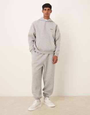 Asos Design Oversized Hoodie With Chest Print In Gray